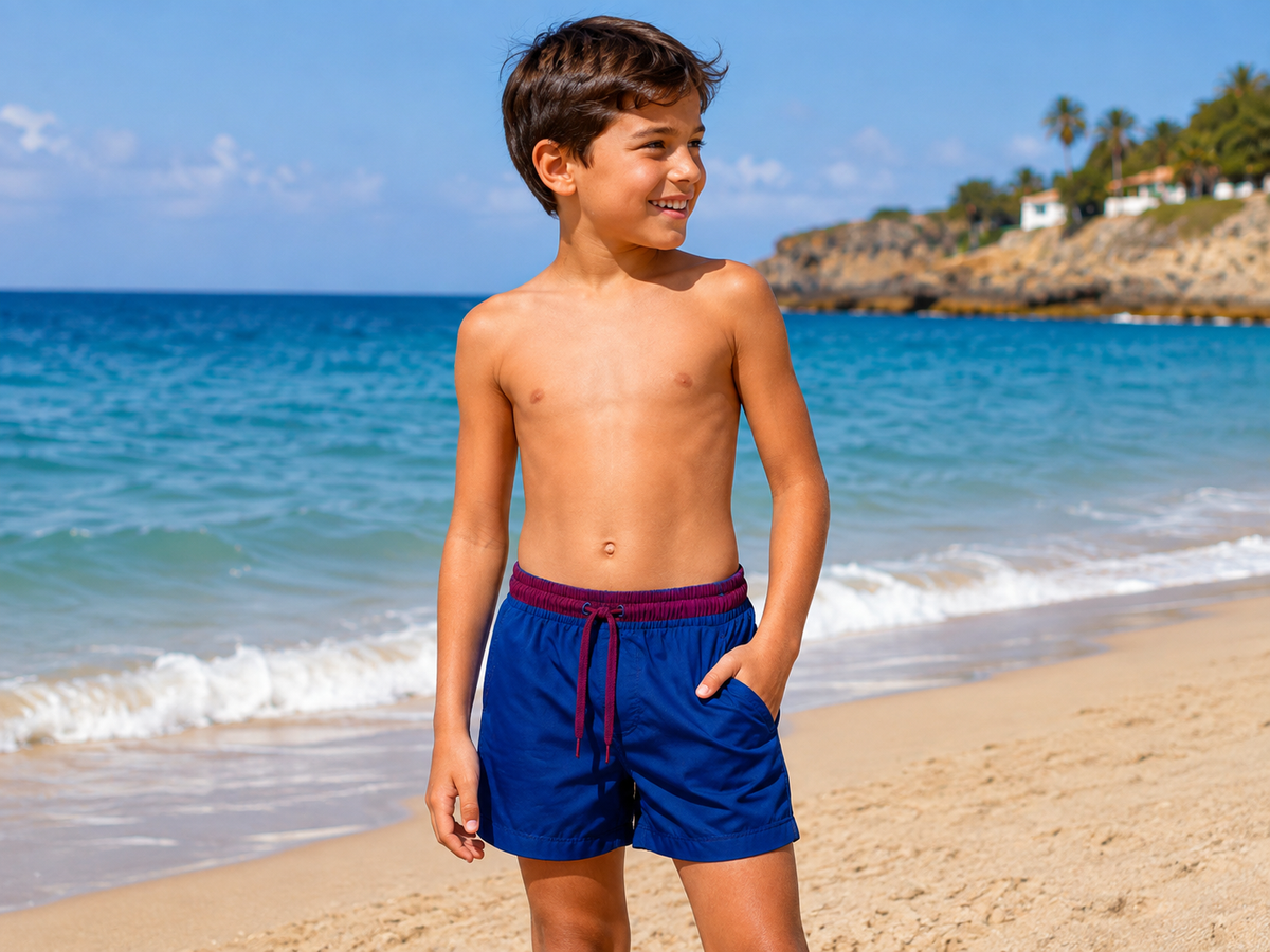Boys' Plain Swim Shorts with Mesh Lining