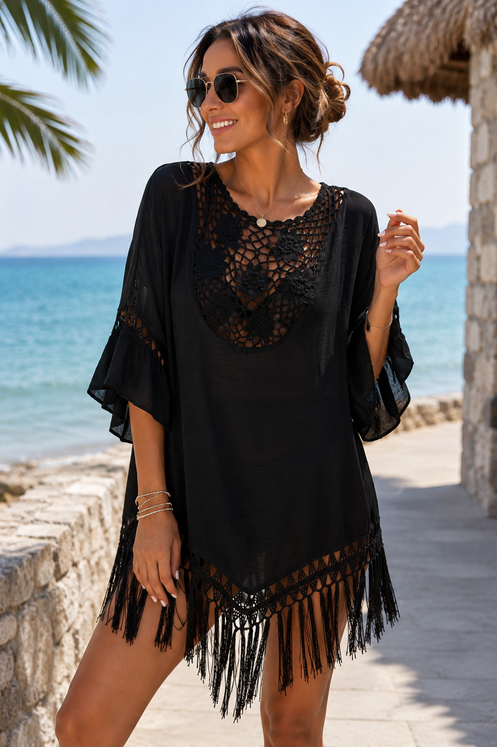 Isla Crochet Fringe Beach Cover-Up