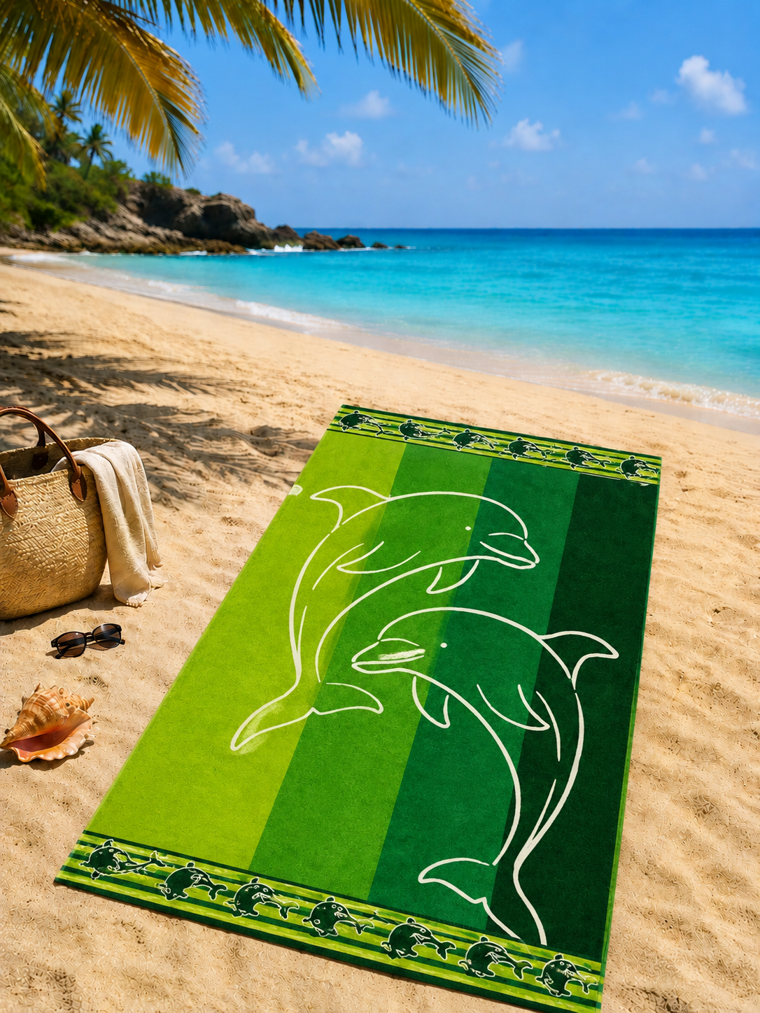Dolphin Paradise Beach Towel – Stripe Collection