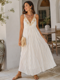 Aurora Gold Embroidered Boho Maxi Dress
