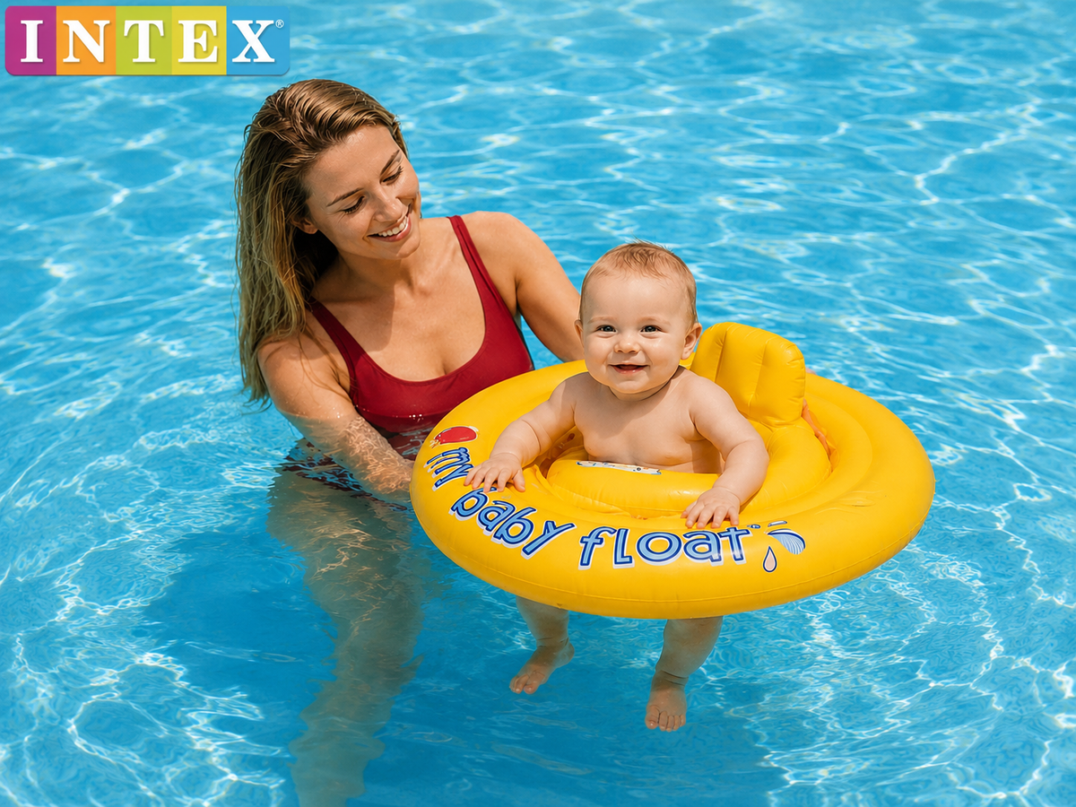Intex My Baby Float Inflatable Baby Swim Ring with Seat – 70cm (Yellow)