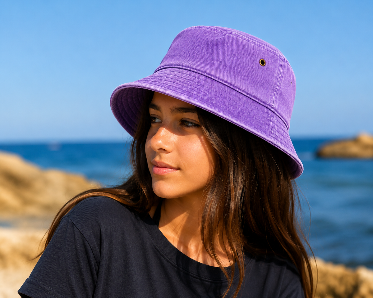 Vintage Washed Cotton Bucket Hat for Kids & Teens