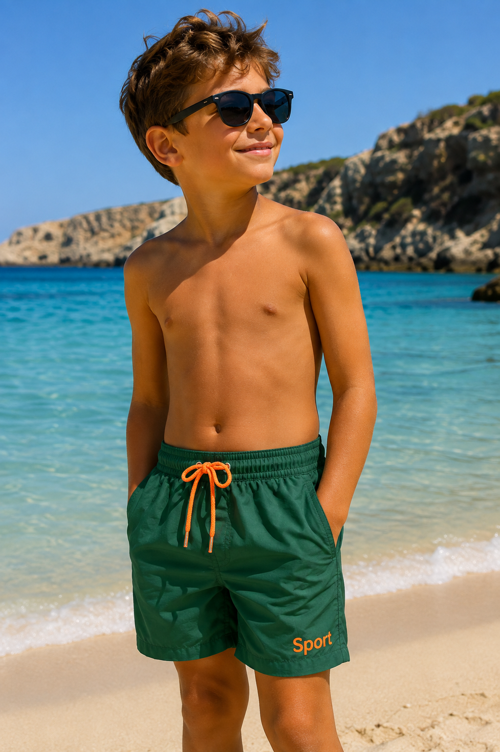 Boys' Sport Swim Shorts with Mesh Lining