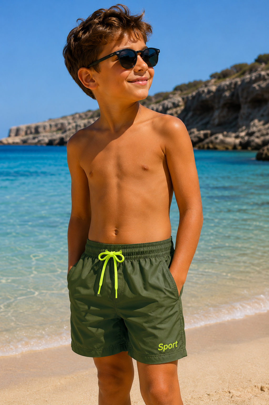 Boys' Sport Swim Shorts with Mesh Lining