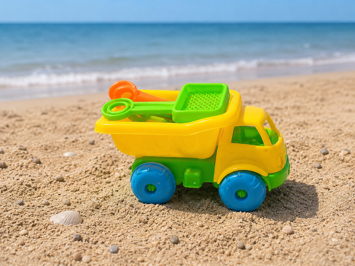 Kids Beach Dump Truck Sand Play Set with Shovel & Rake
