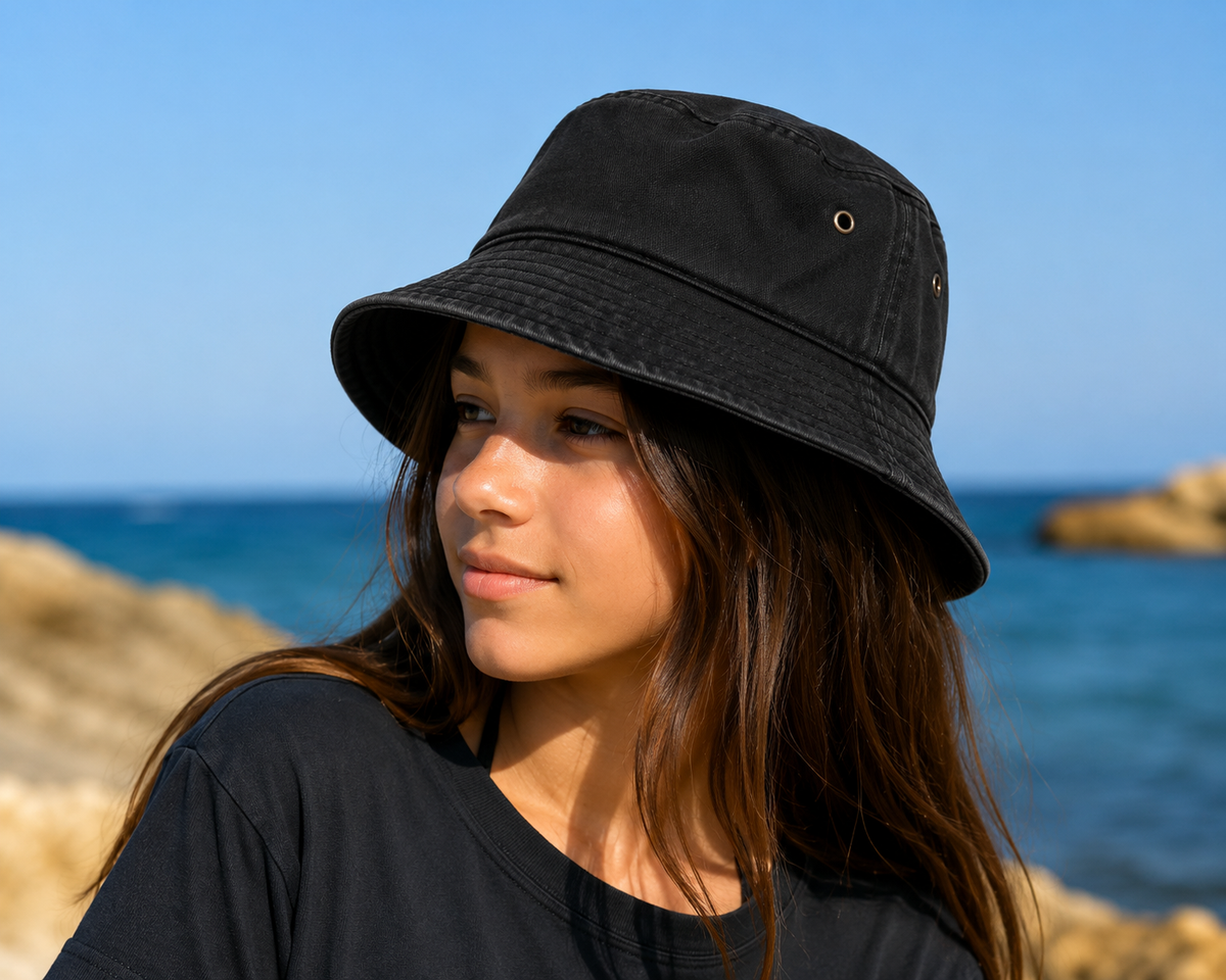 Vintage Washed Cotton Bucket Hat for Kids & Teens