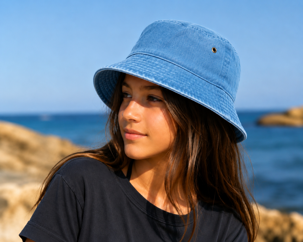 Vintage Washed Cotton Bucket Hat for Kids & Teens