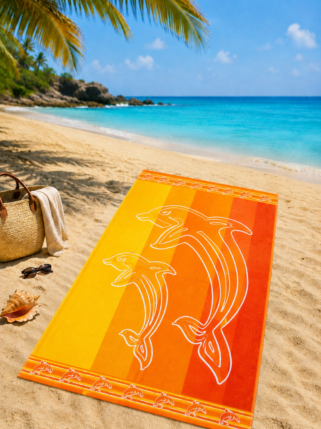 Dolphin Paradise Beach Towel – Stripe Collection
