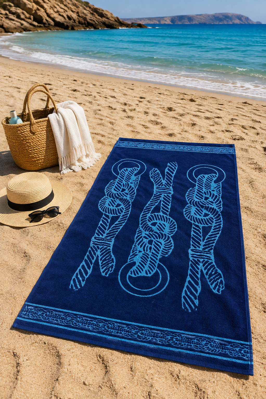 Nautical Knots Beach Towel – 90 × 170 cm