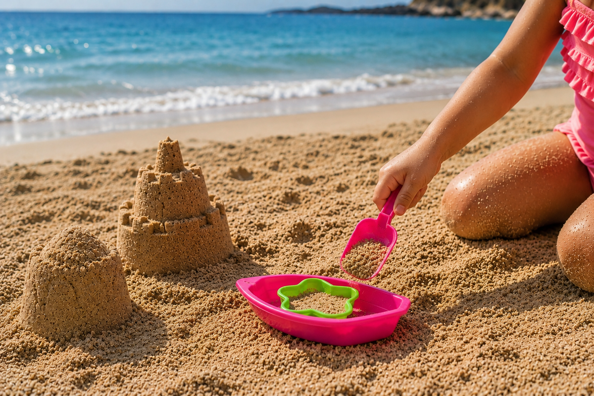 Kids Beach Sand Mould & Shovel Play Set – Pink (3-Piece)