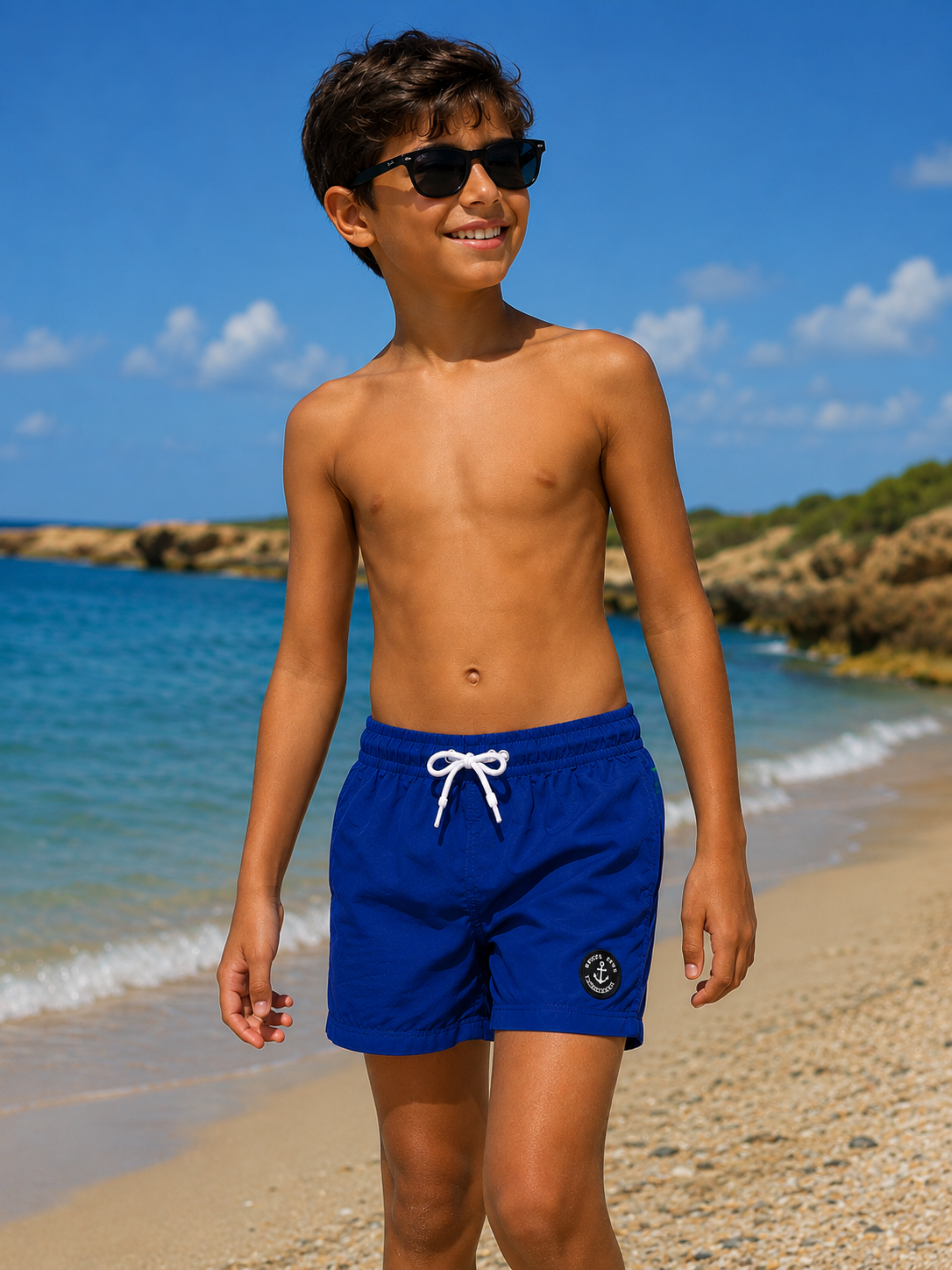 Boys' Classic Swim Shorts with Mesh Lining