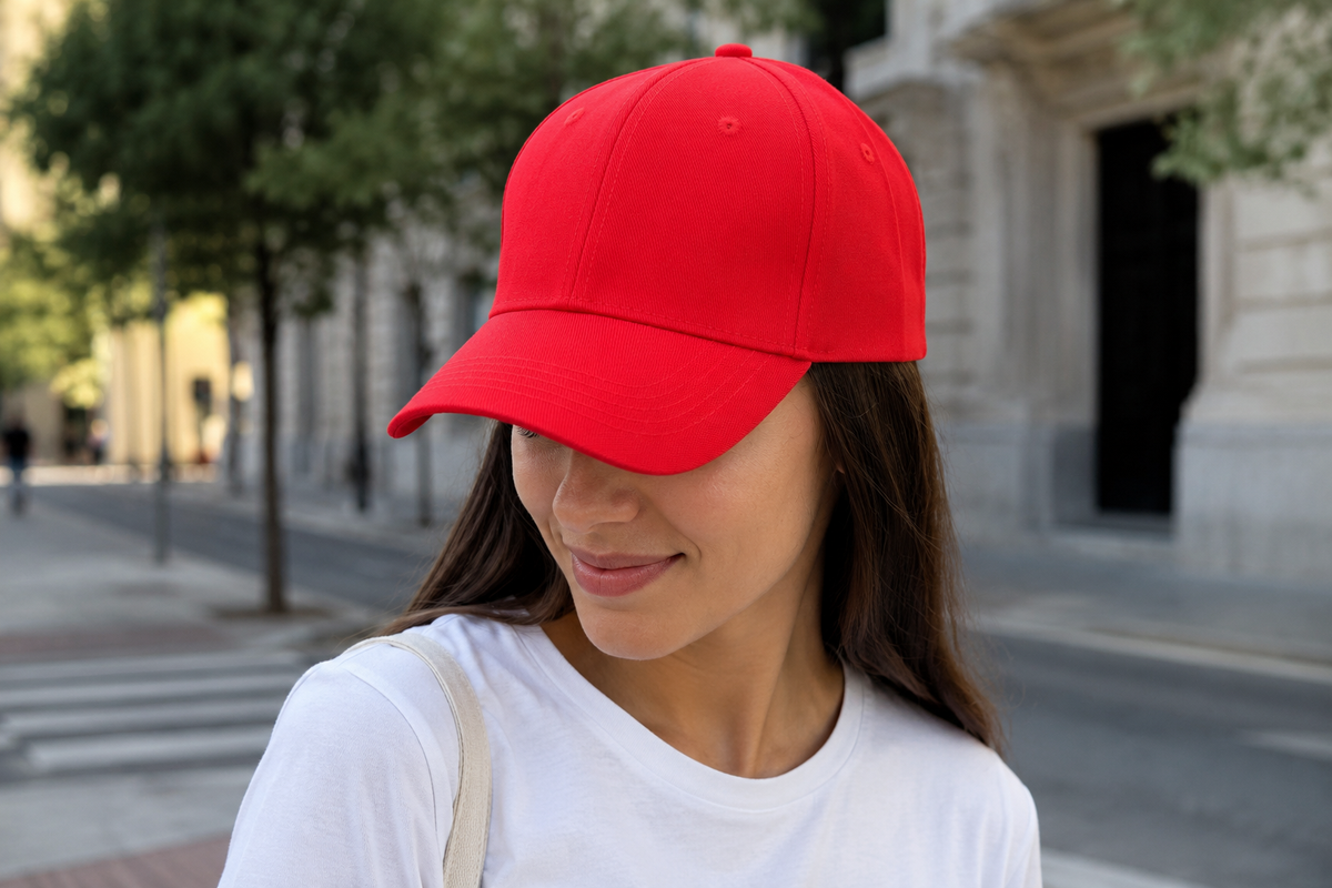 Classic Plain Red Adjustable Baseball Cap
