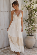 Ivory & Gold Sequin Boho Maxi Dress