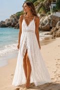 Luna White Lace Beach Dress with shorts