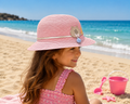 Girls' Woven Summer Sun Hat with Ice Cream Charm