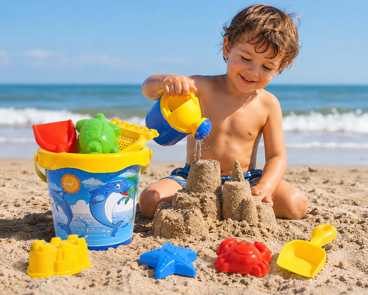 Ocean Adventure Beach Bucket & Sand Play Set – 6 Piece