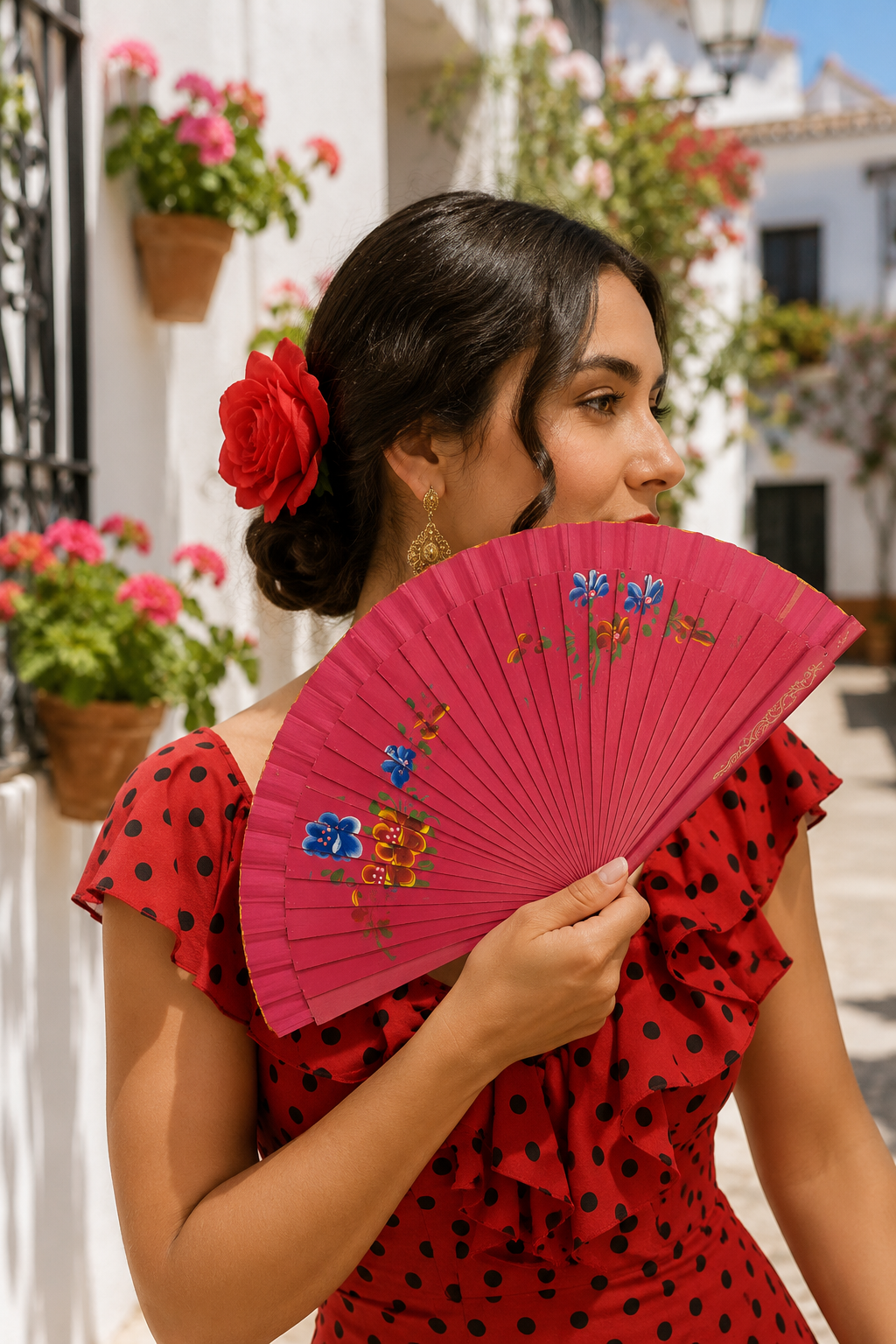 Hand-Painted Wooden Folding Hand Fan – Floral Collection