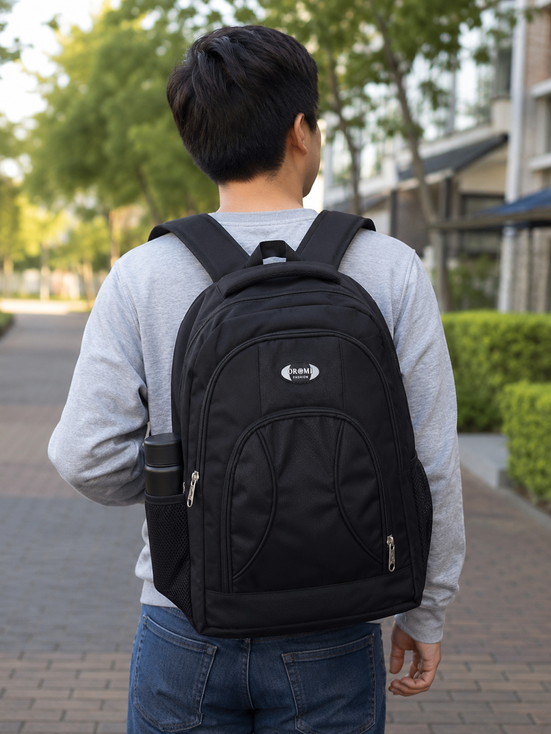 Oremi Classic Multi-Compartment Black Backpack