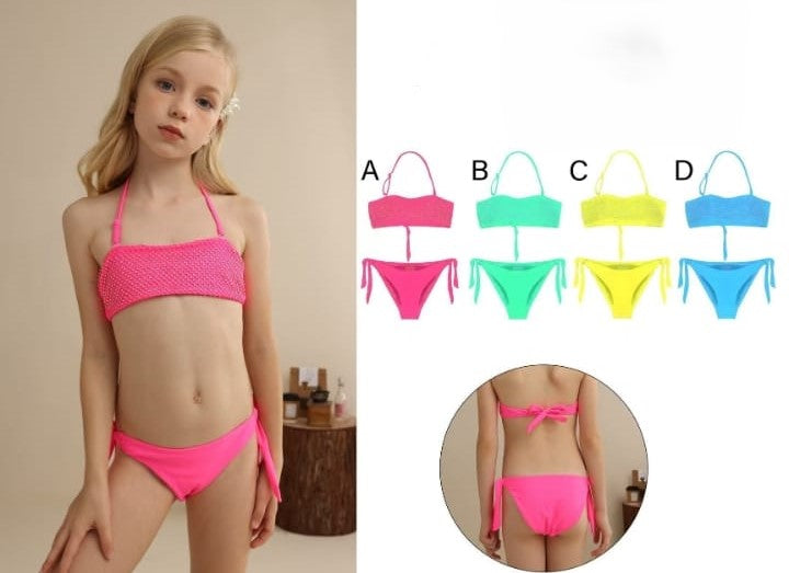 Girls’ Textured Bandeau Bikini Set