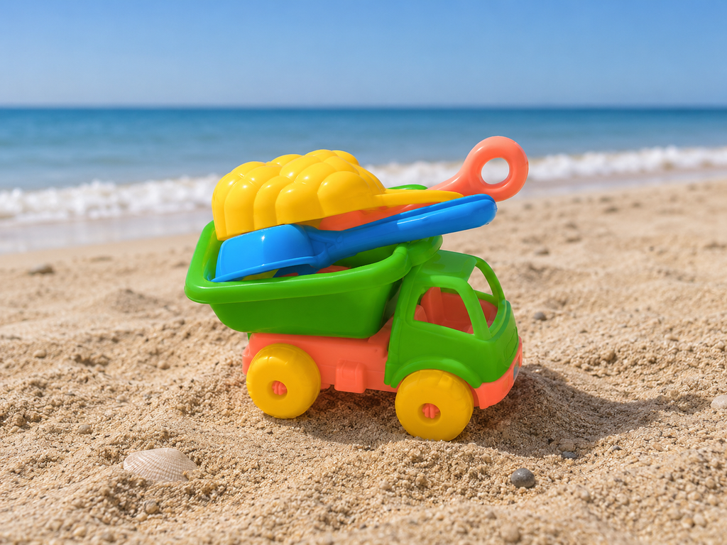 Kids Beach Dump Truck Sand Play Set with Shovel & Rake