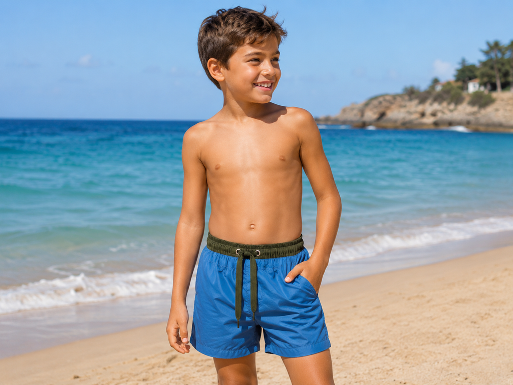 Boys' Plain Swim Shorts with Mesh Lining