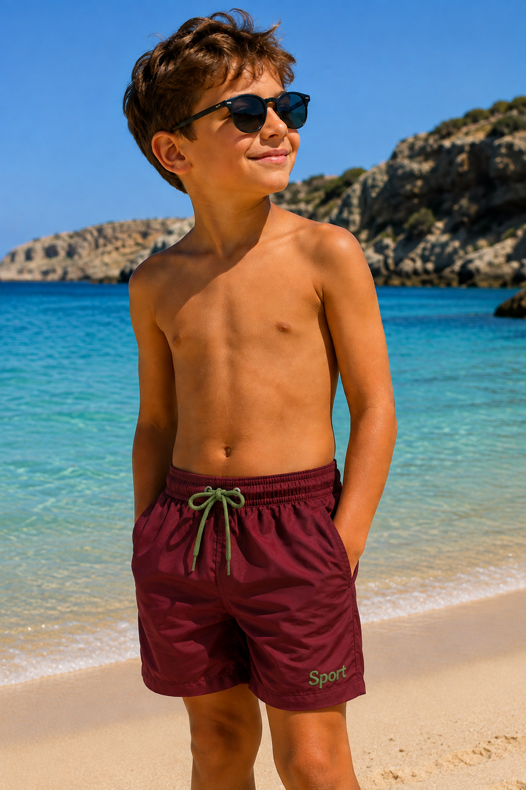 Boys' Sport Swim Shorts with Mesh Lining