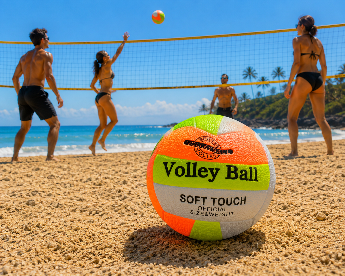 Neon Textured Soft Volleyball – Multicolor Training & Beach Ball - Size 5 (21cm)