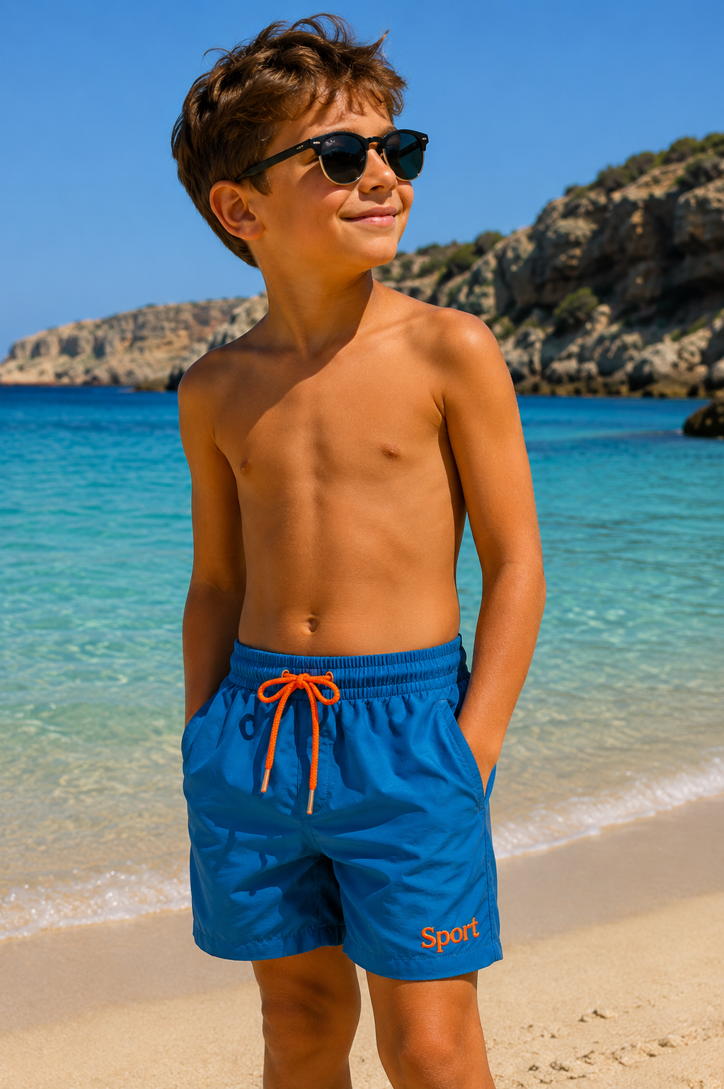 Boys' Sport Swim Shorts with Mesh Lining