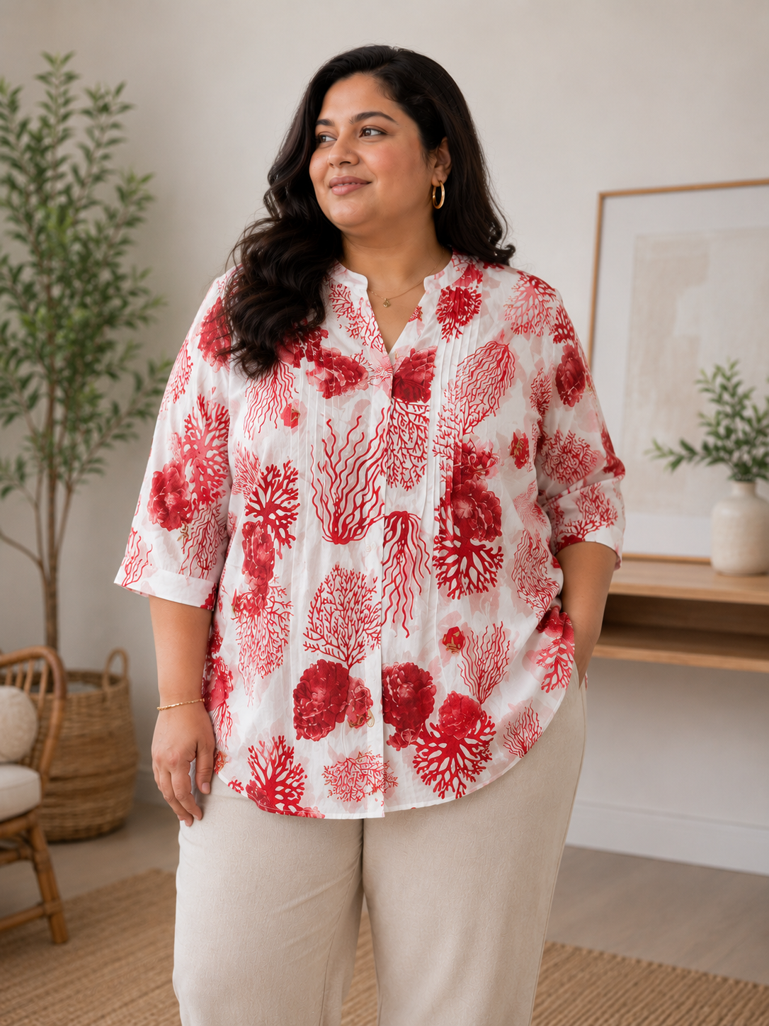Ocean Reef Print Cotton Blouse