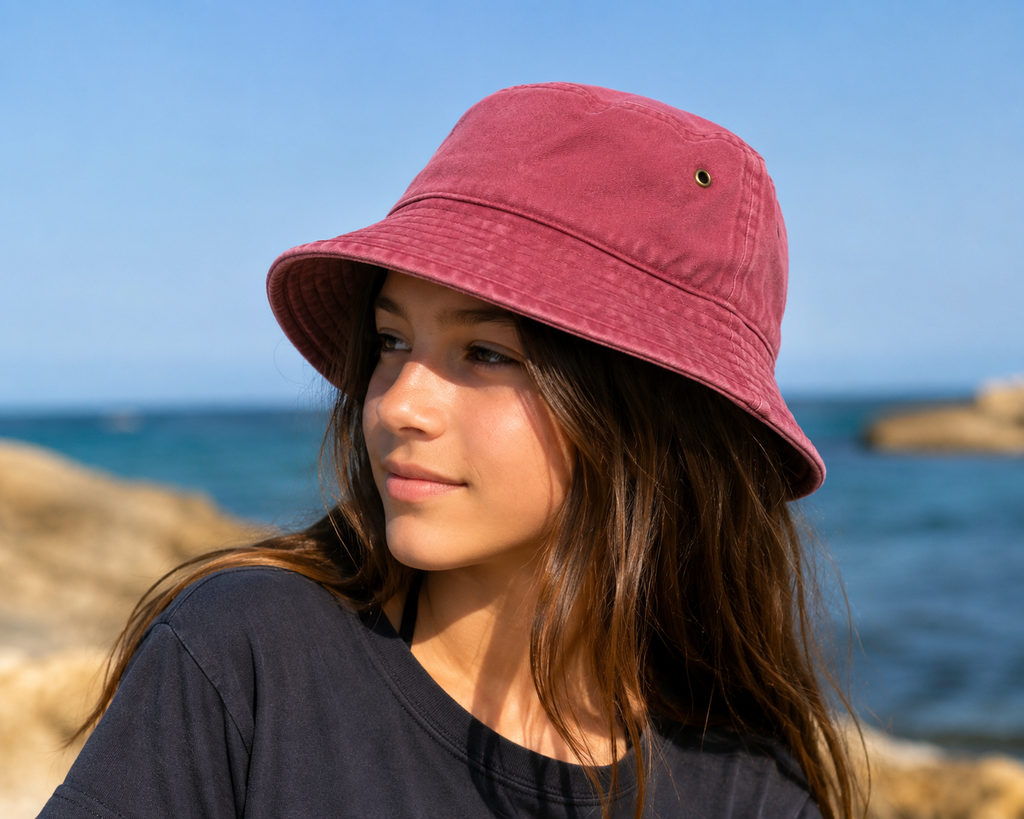 Vintage Washed Cotton Bucket Hat for Kids & Teens