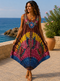 Boho Butterfly Hand-Painted Hanky Hem Dress