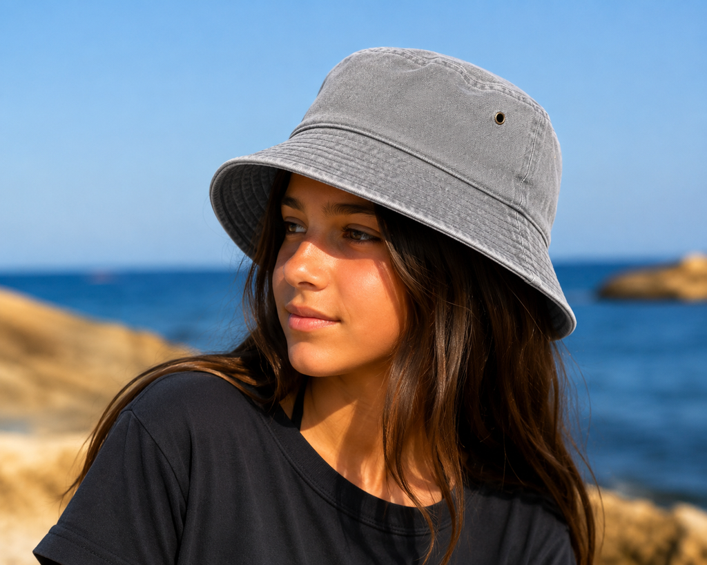 Vintage Washed Cotton Bucket Hat for Kids & Teens