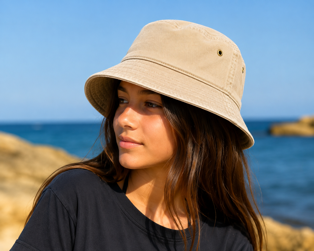 Vintage Washed Cotton Bucket Hat for Kids & Teens