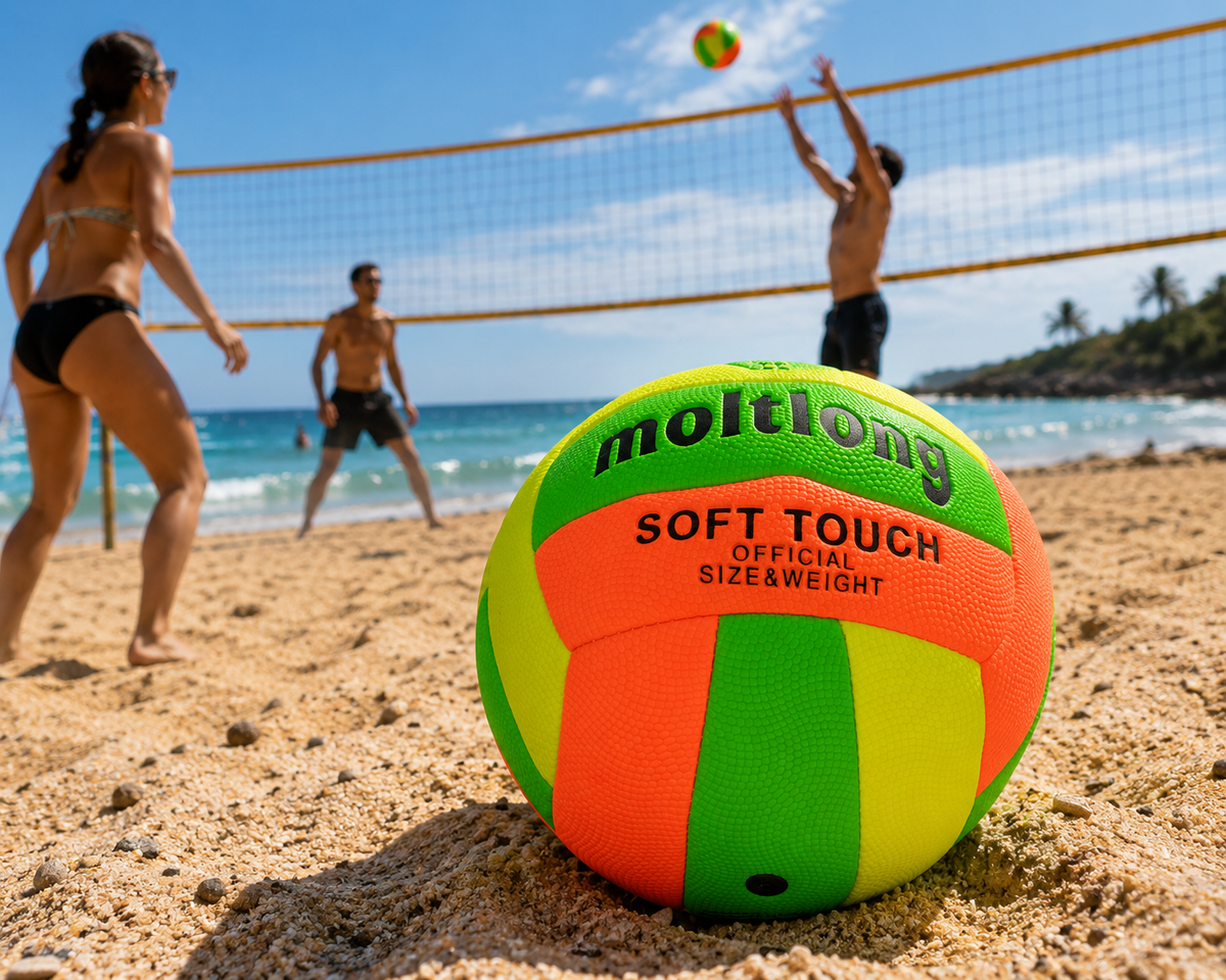 Neon Textured Soft Volleyball – Multicolor Training & Beach Ball - Size 5 (21cm)