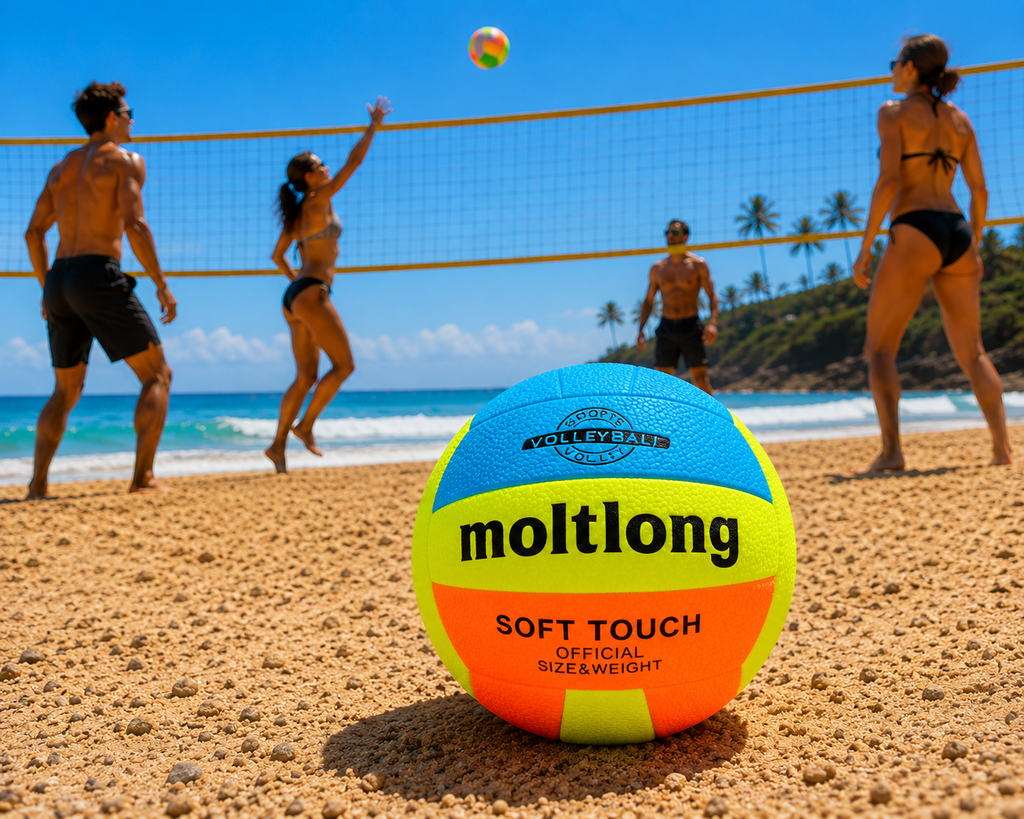 Neon Textured Soft Volleyball – Multicolor Training & Beach Ball - Size 5 (21cm)